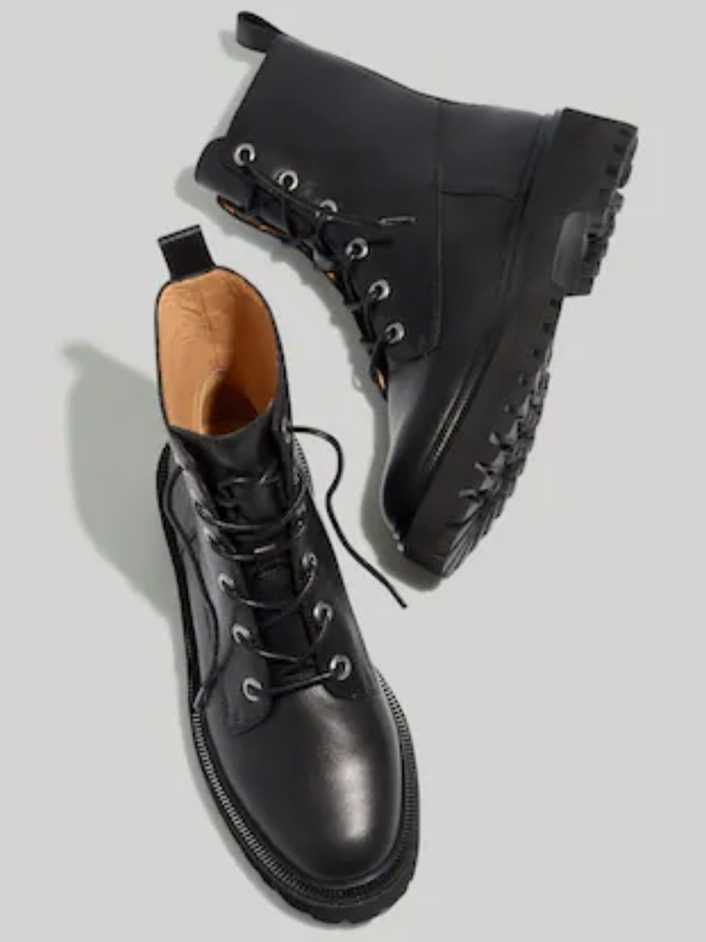 Madewell The Rayna Lace-Up Boot in Black Leather | Size 7.5 NWOT